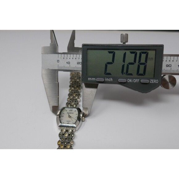 Elgin II Crystal Marcasite Silver Tone Ladies Quartz Watch NEW BATTERY main image 16